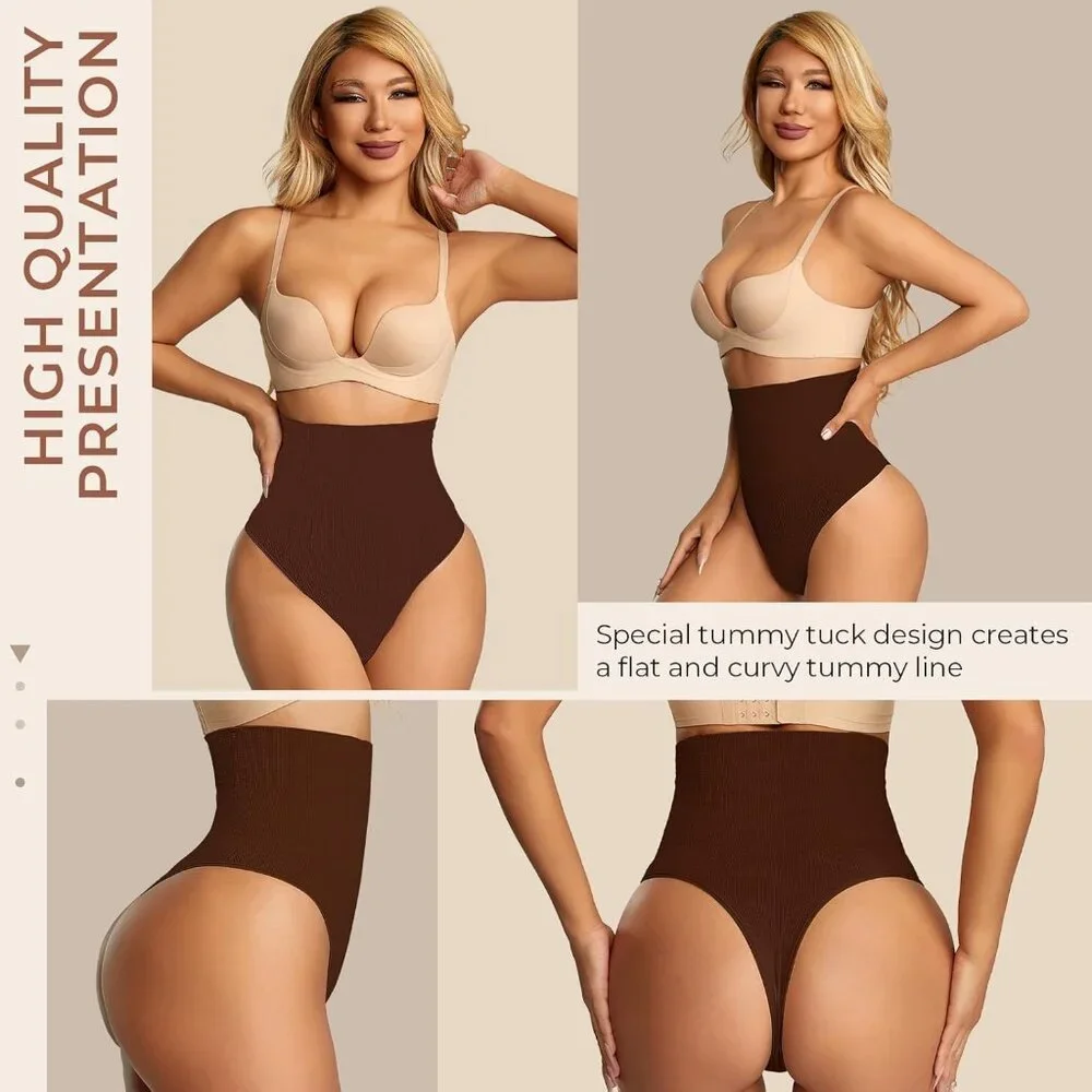 Women's Coffee Mid Waisted Tummy Control Shapewear Underwear Seamless Shaper - Picture 6 of 6